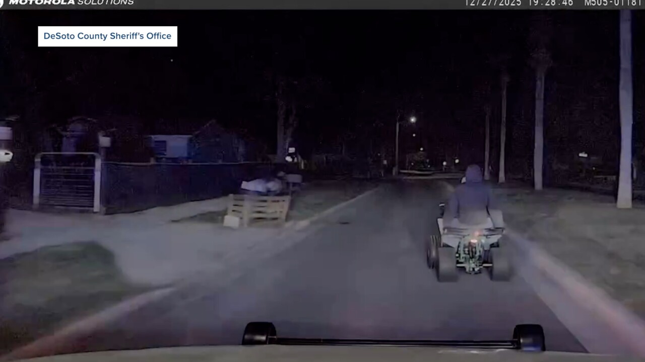 An image of DeSoto County deputies chasing the couple on the stolen ATV.