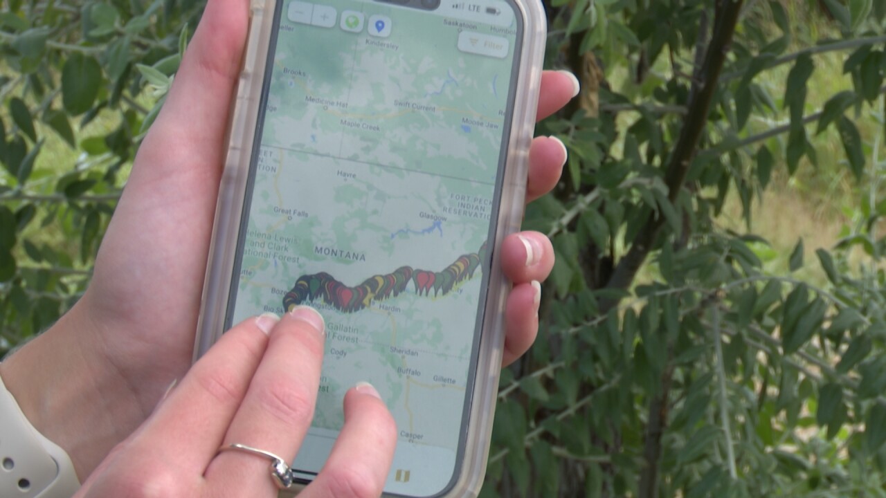 App shows all points along Yellowstone River.