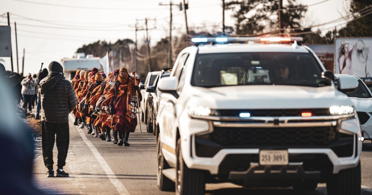 Buddhist monks on Walk for Peace to reach Fredericksburg on ninth day in Virginia
