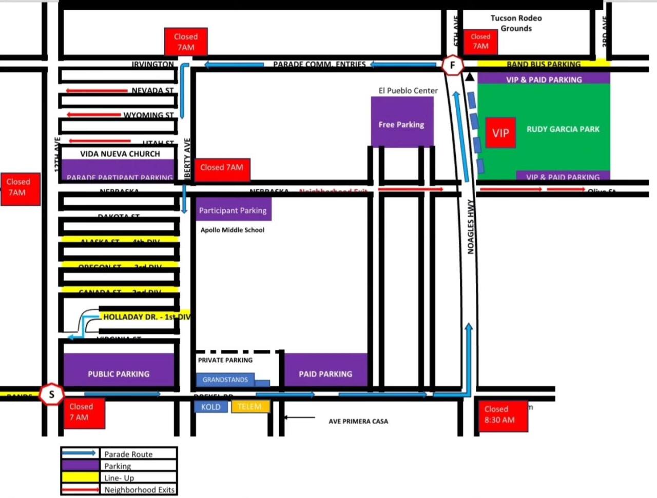 Tucson Rodeo Parade Map