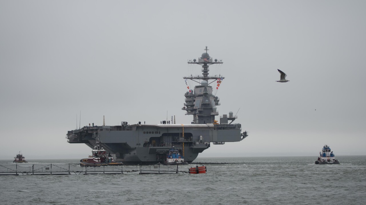 USS Gerald R. Ford departs Newport News Shipbuilding