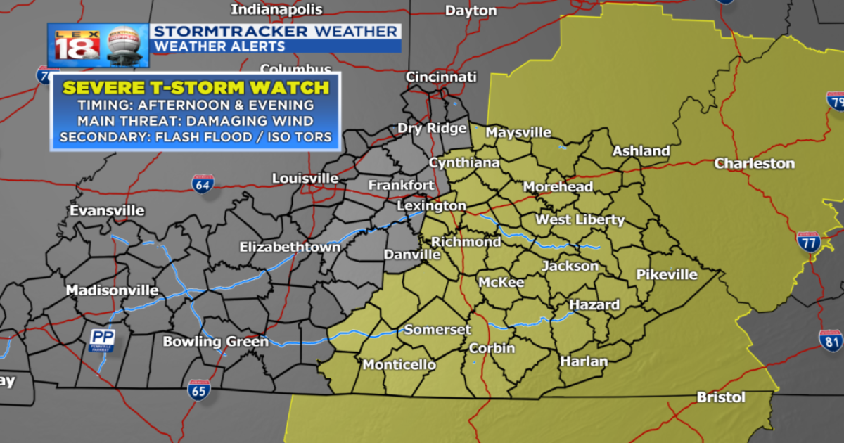 Severe T Storm Watch Issued For Central Eastern Ky