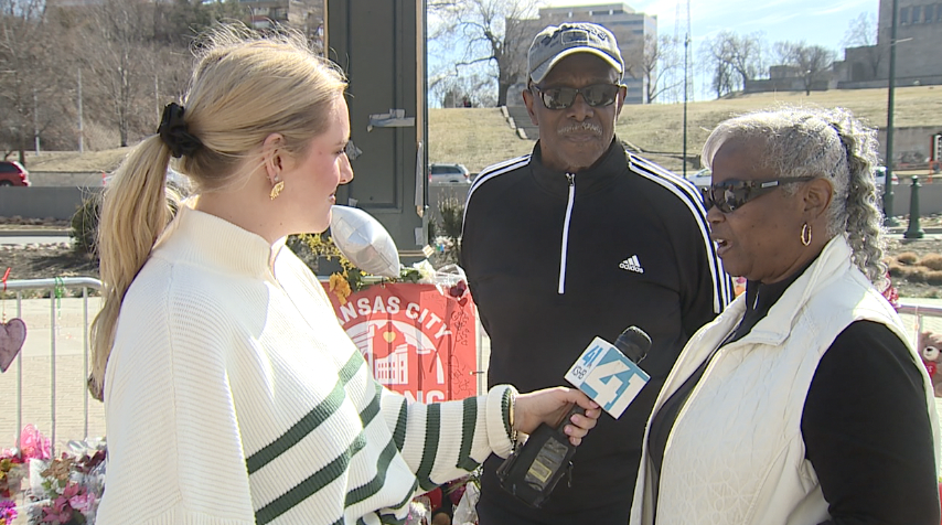 Johnnie Fountaine (right) came to Union Station to see the memorial today.
