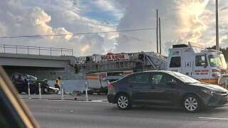 Three Boca Raton firefighters were taken to the hospital after a vehicle rear-ended a fire truck on I-95 on Sept. 16, 2026