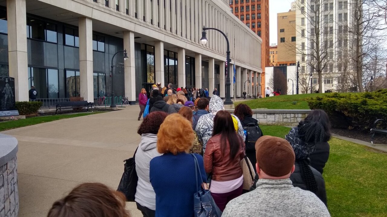 Erie County Rath Building staffers waited for random security check