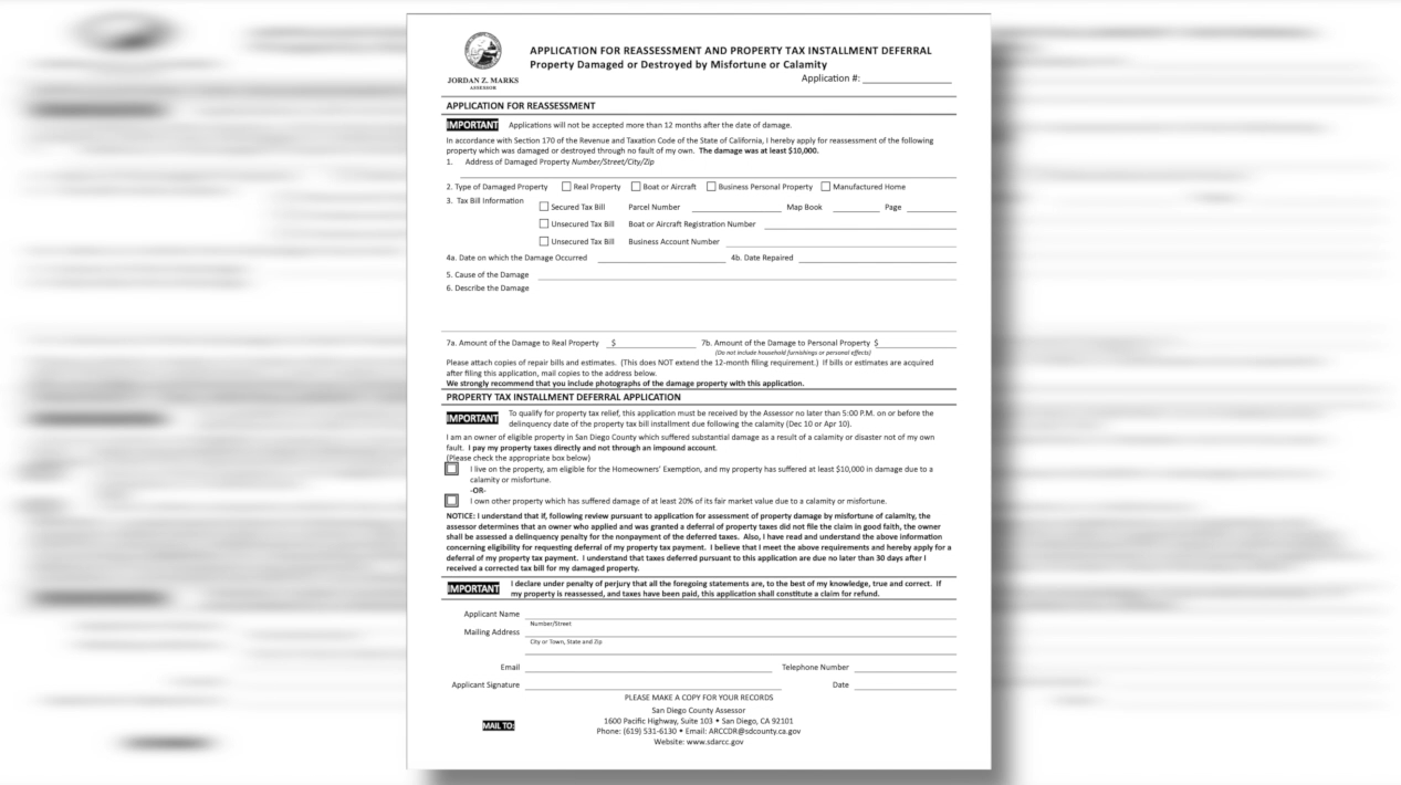 Property tax reassessment form