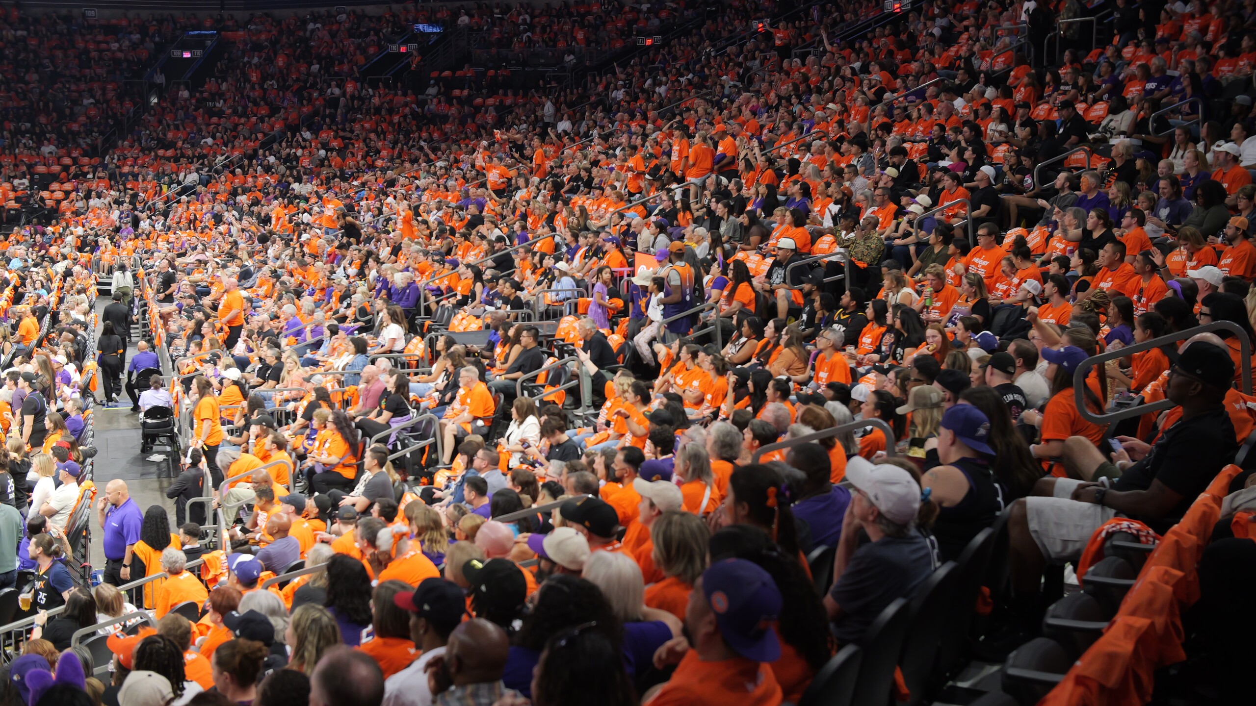 Sea of orange and purple for the Phoenix Mercury team. 