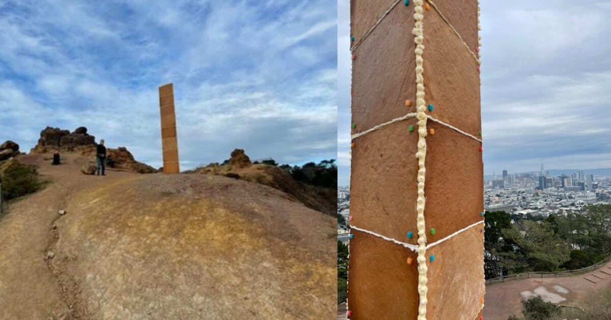 Gingerbread monolith appears on Christmas Day in California
