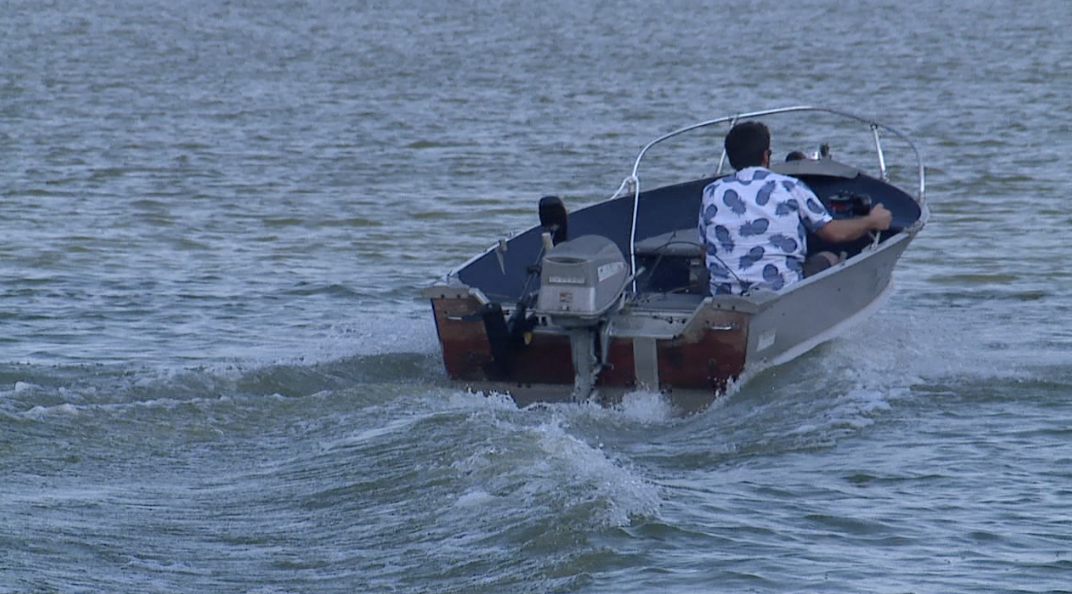 Jeremy Knox heading out to fish with extra hand sanitizer on Ford Lake