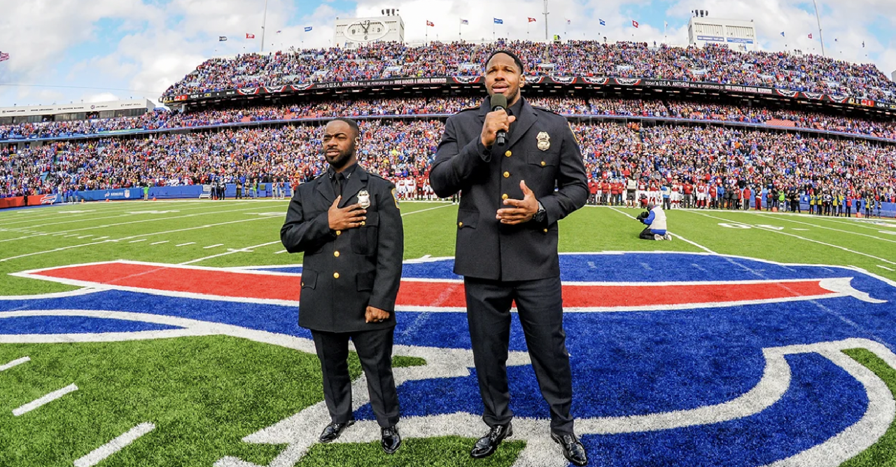 buffalo bills anthem singing cops