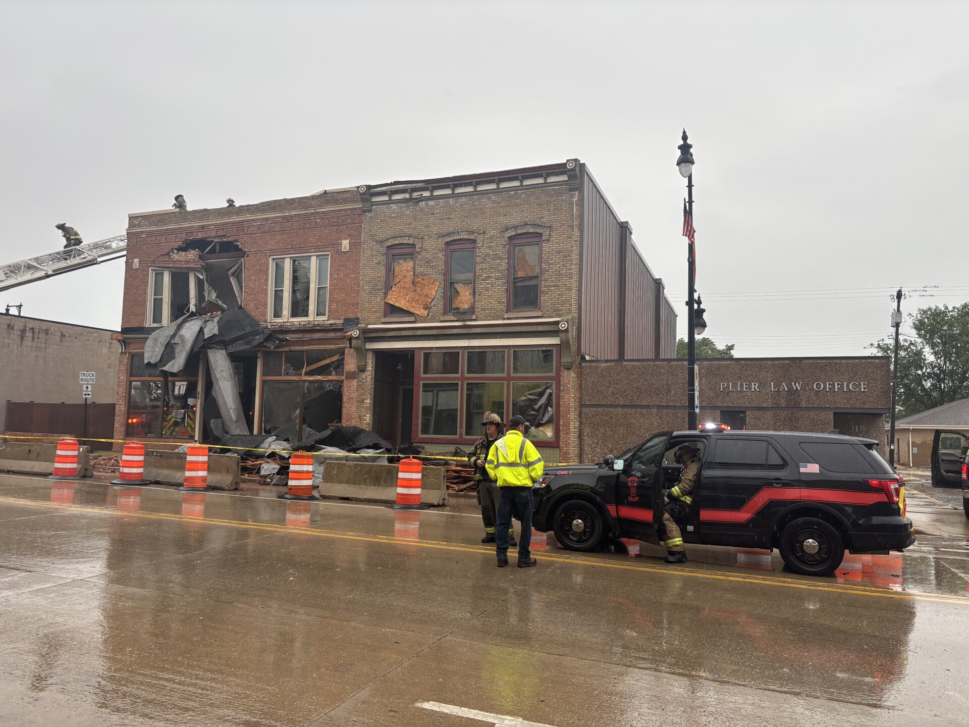 Severe storm causes major damage in downtown Horicon, officials work to stabilize brick buildings