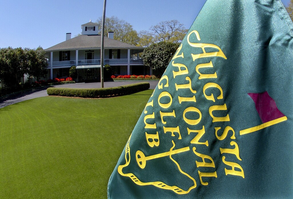 The clubhouse of the Augusta National Golf Club is seen.