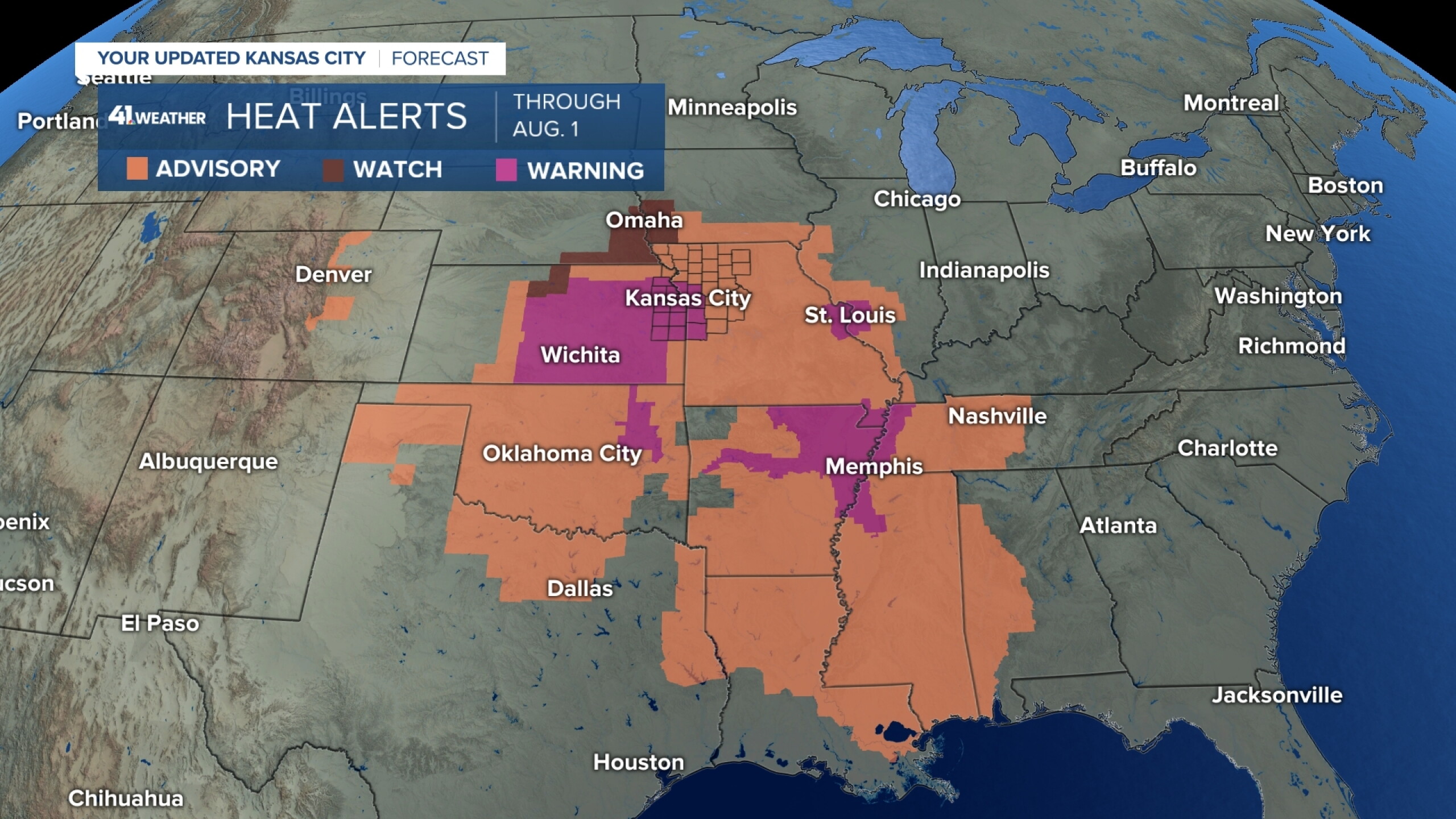 Excessive heat warning in effect through Thursday for Kansas City