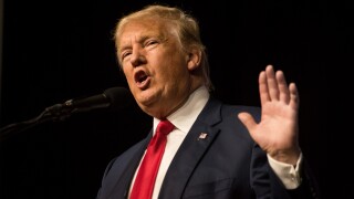 Republican presidential nominee Donald Trump speaks at a political rally.