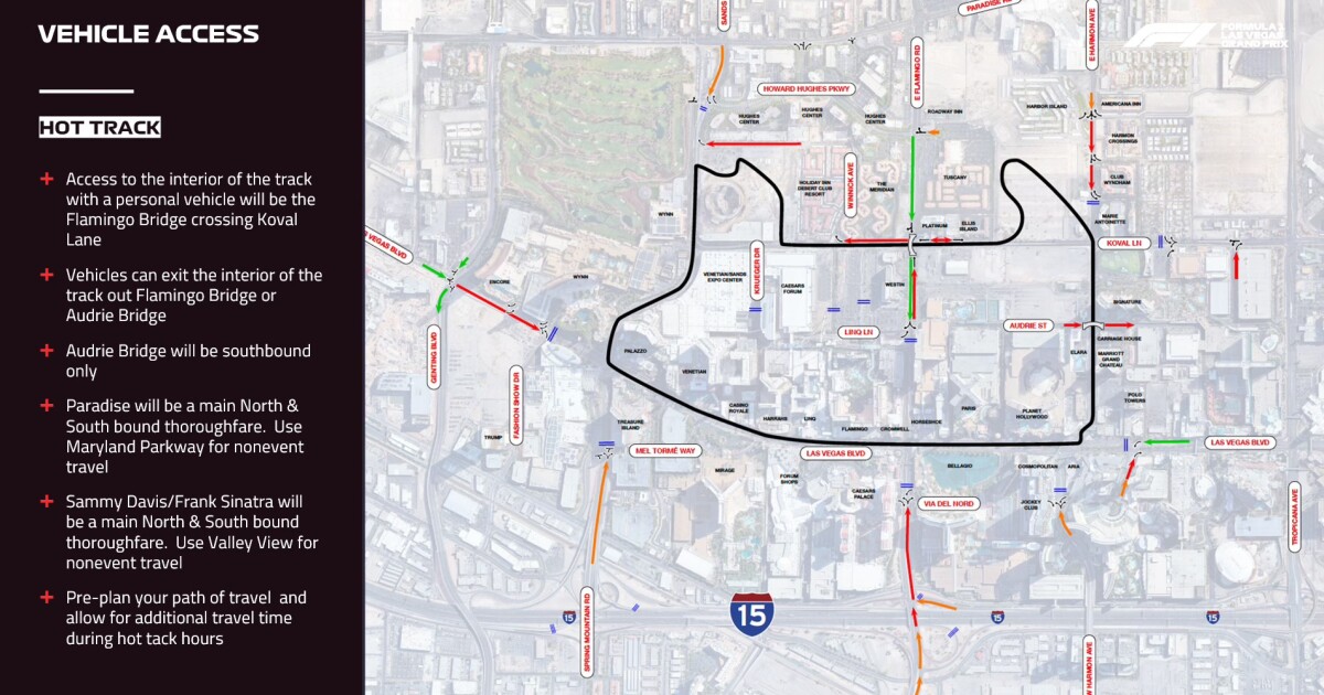 Here&rsquo;s when the Las Vegas Strip will be shut down during F1 race week