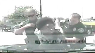 Breaion King is arrested as seen from a screenshot from Austin Police Department dashcam.