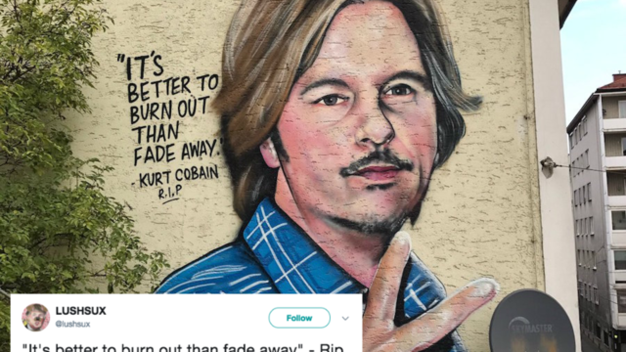David Spade Confused By Kurt Cobain Mural That Looks Like Him