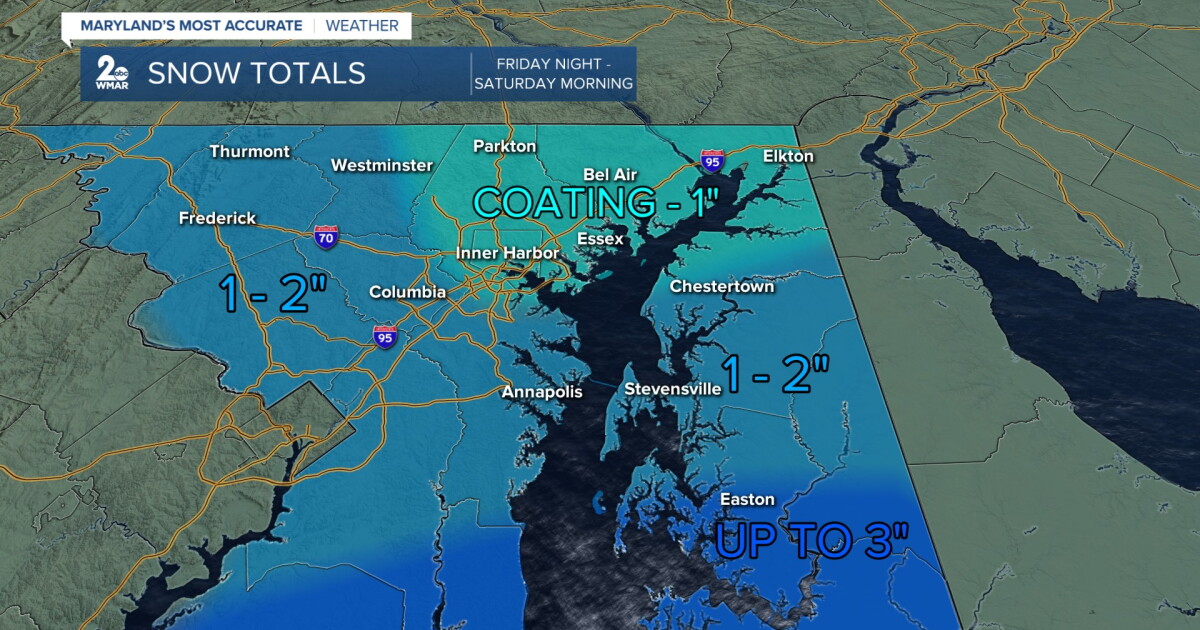 Saturday snow chance for Maryland