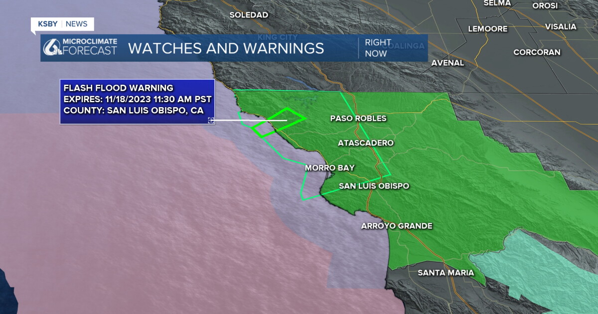 Heavy rain prompts flash flood advisory for portions of San Luis Obispo County - Vimarsana News