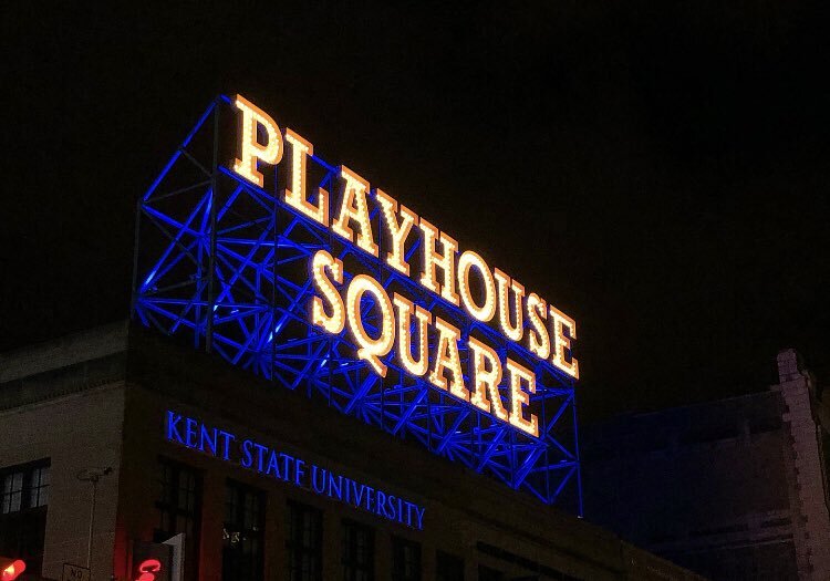 Cleveland goes blue to support first responders and healthcare workers.