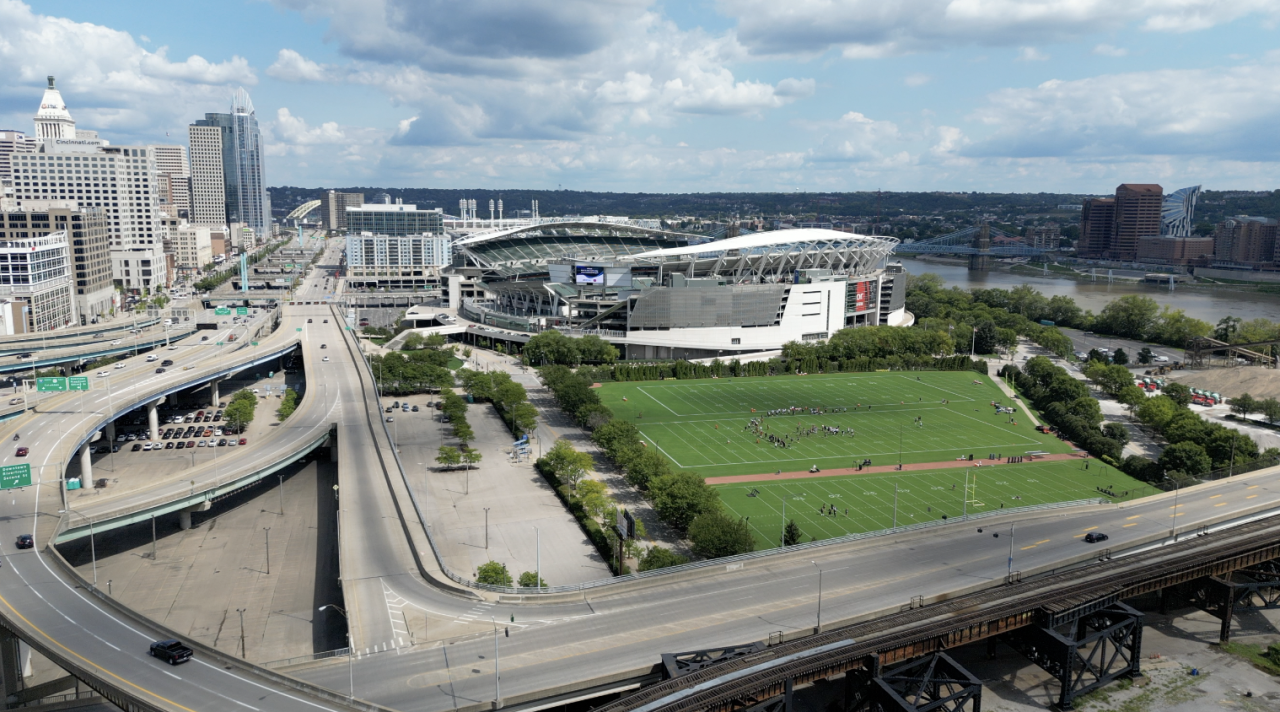 The new Paycor Stadium and the Bengals practice fields.