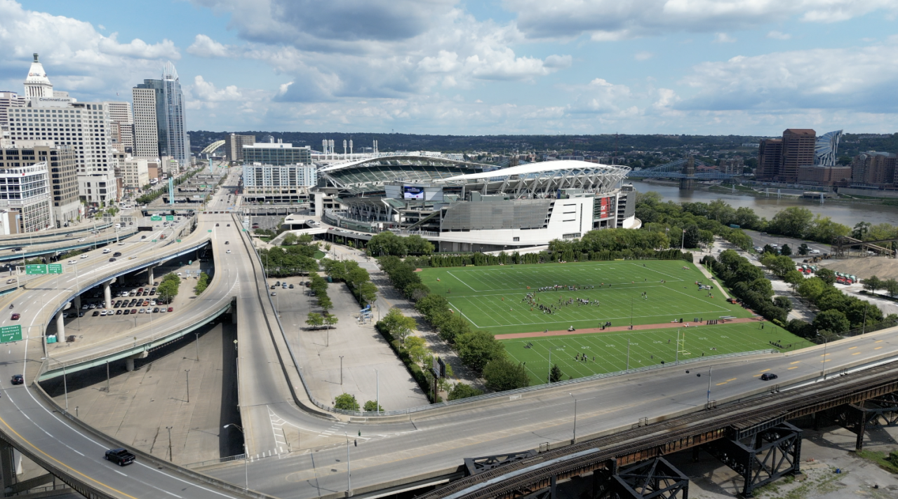 The new Paycor Stadium and the Bengals practice fields. 