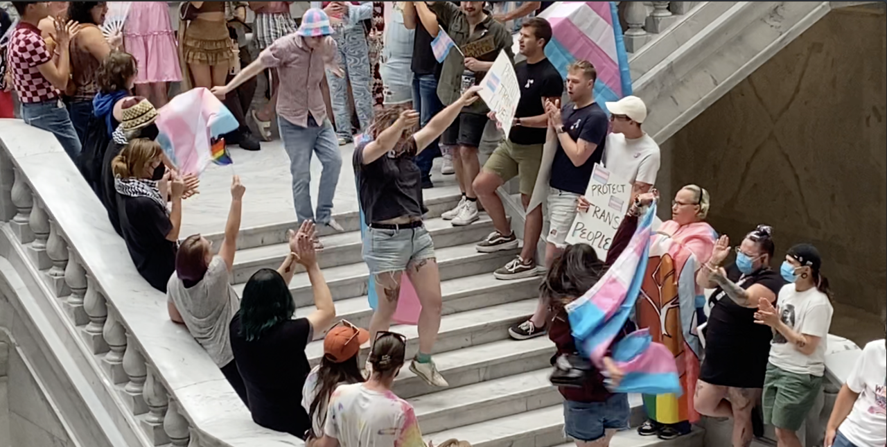 trans protest catwalk