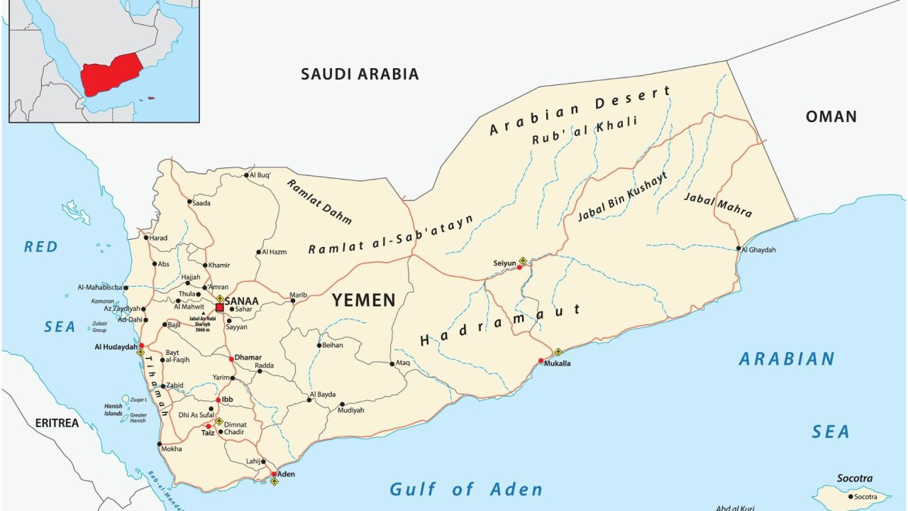 Map shows Yemen.