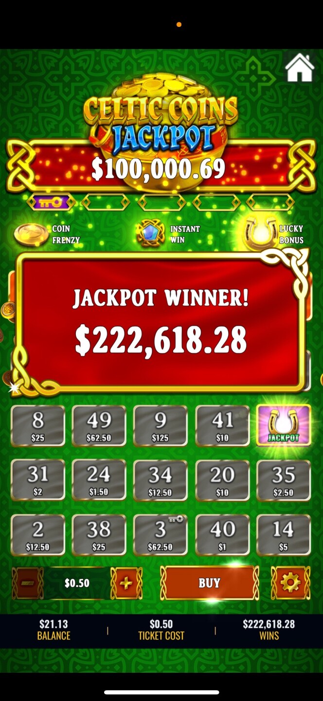 $222,618.28Celtic Coins Jackpot win screen - Nicole Morgan 1-11-22.jpg