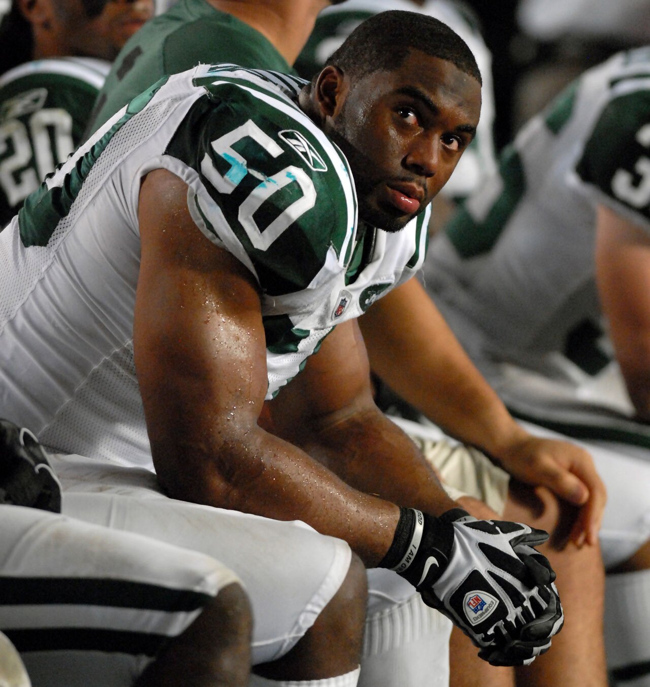 Vernon Gholston sits on bench, New York Jets, 2010