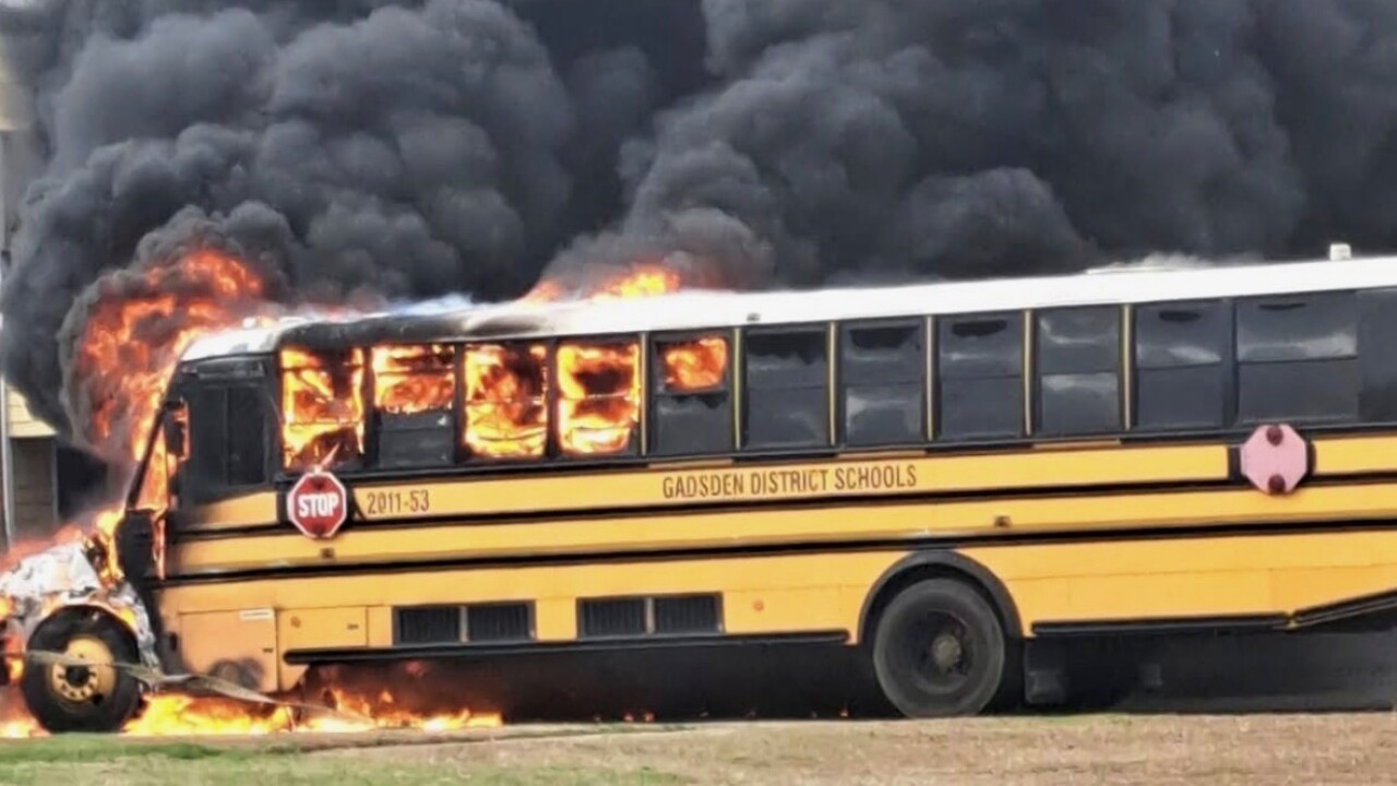 Gadsden county school bus on fire