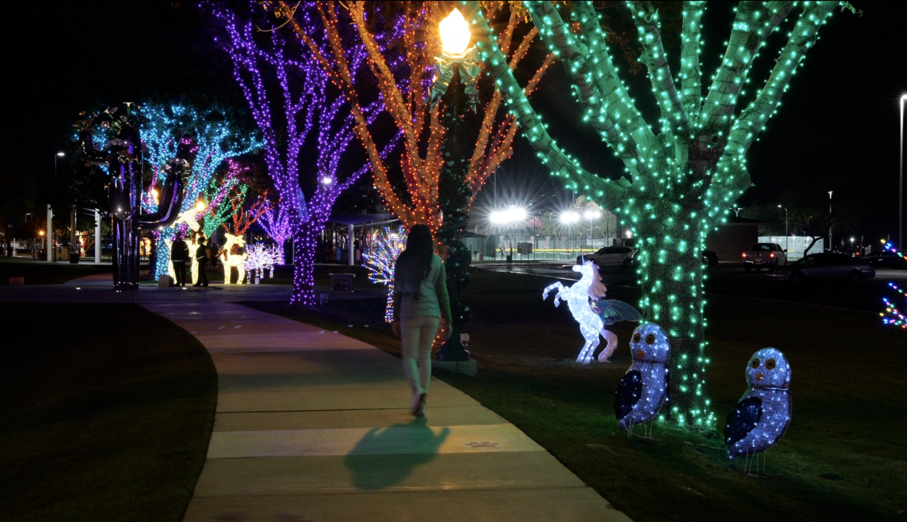 Strolling through a festive pathway of Surprise Community Park.