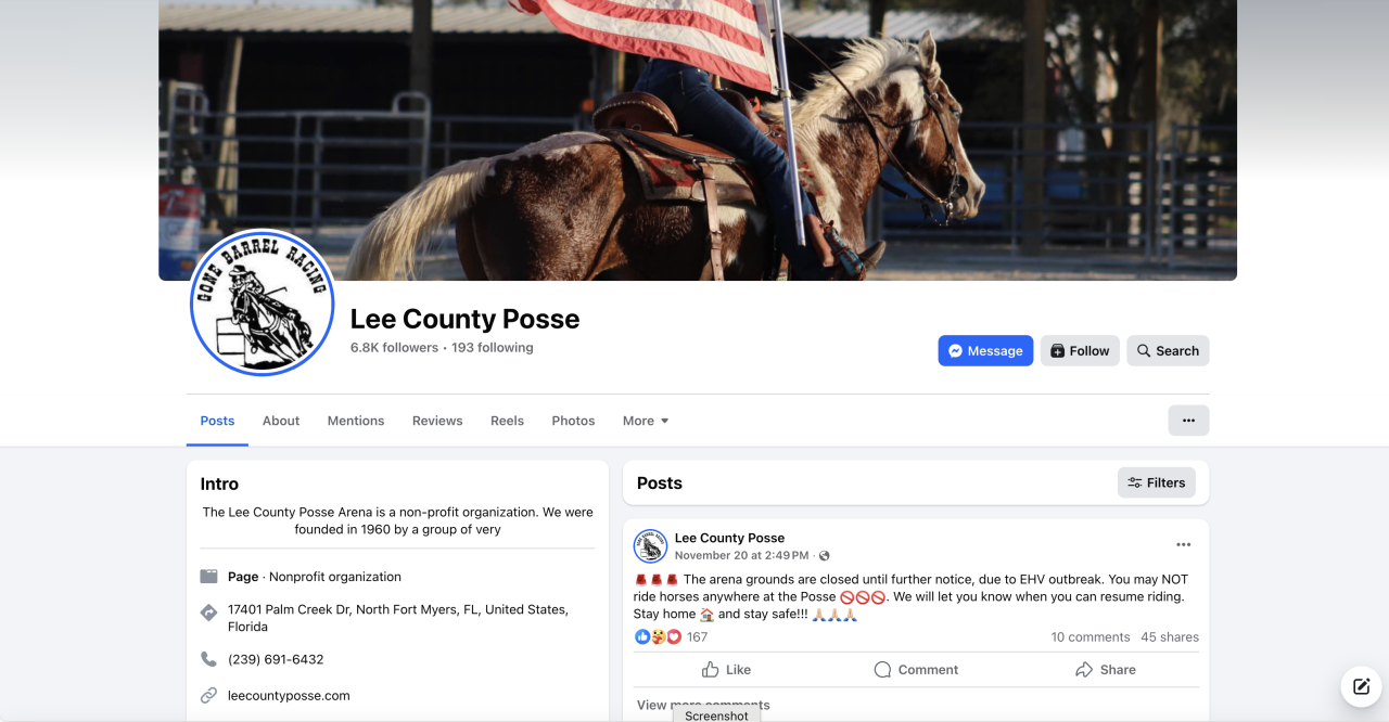 Lee County Posse Facebook post
