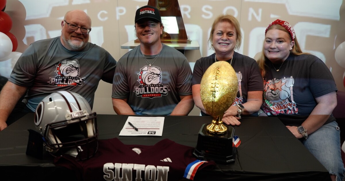Sinton's Zack Busack signs with McPherson College football offensive line