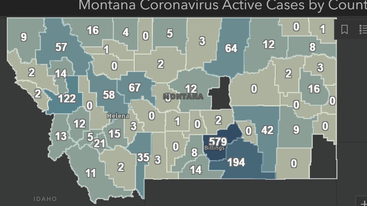 Active COVID cases in Montana as of August 14