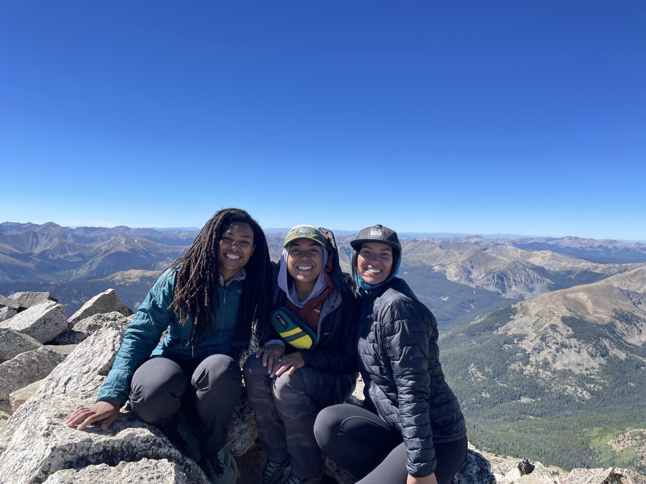 Zivia, Mma, Lena_training on Mt Yale.jpg