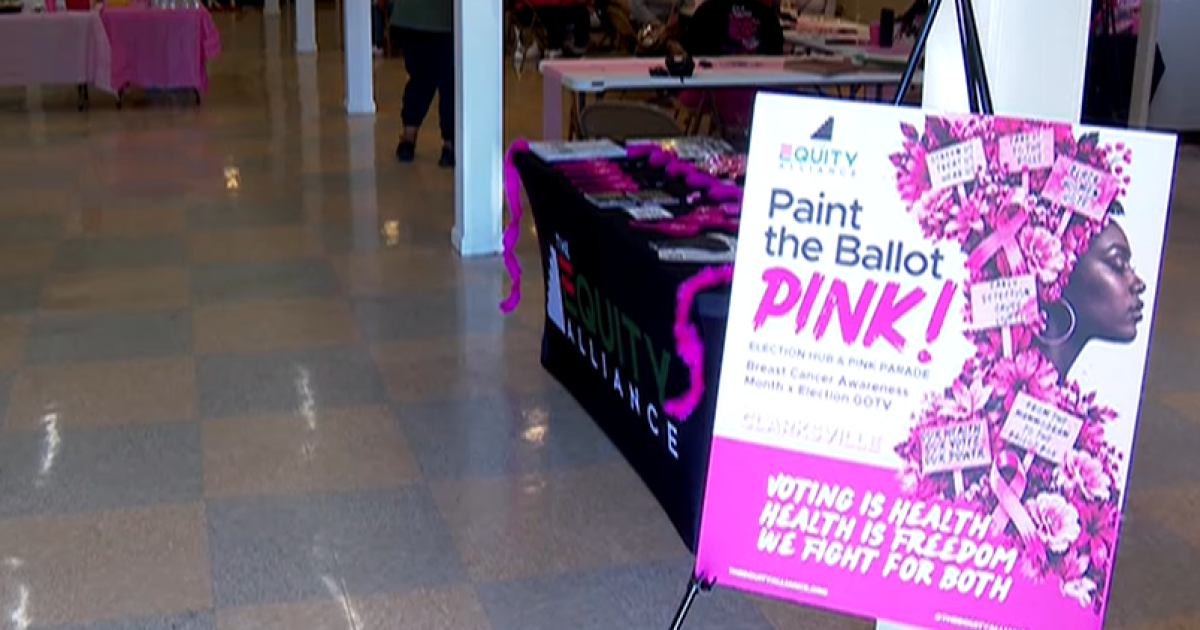 Clarksville group marches to polls to connect breast cancer awareness and voting rights