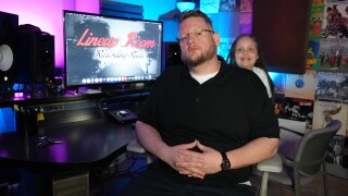 Brandon Lackey and his daughter in the Lineup Room