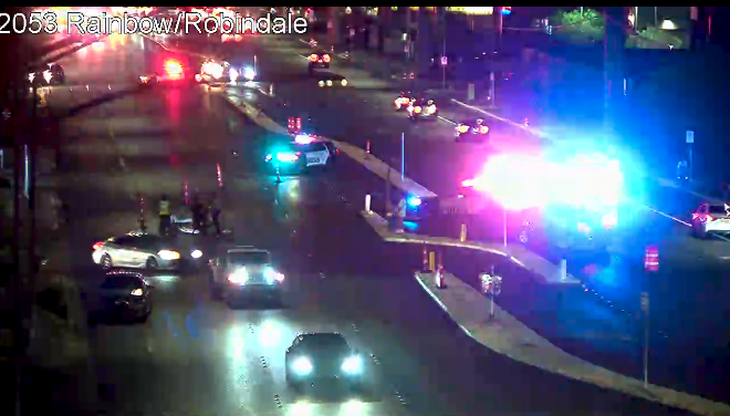 All lanes blocked from Warm Springs Road to Robindale Road, RTC shares