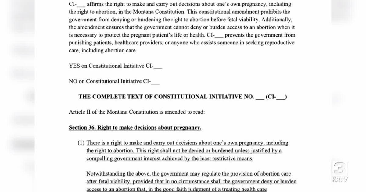 Montana Attorney General's office blocks proposed abortion ballot measure - Vimarsana News