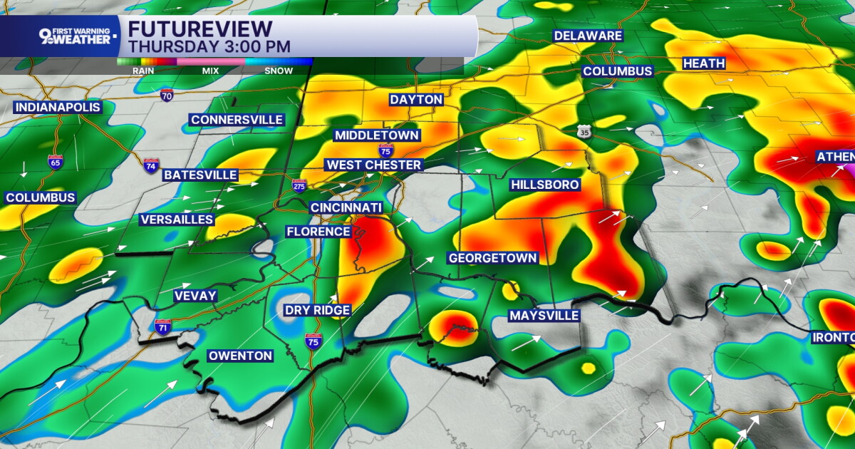 A soggy Thursday forecast with rain likely