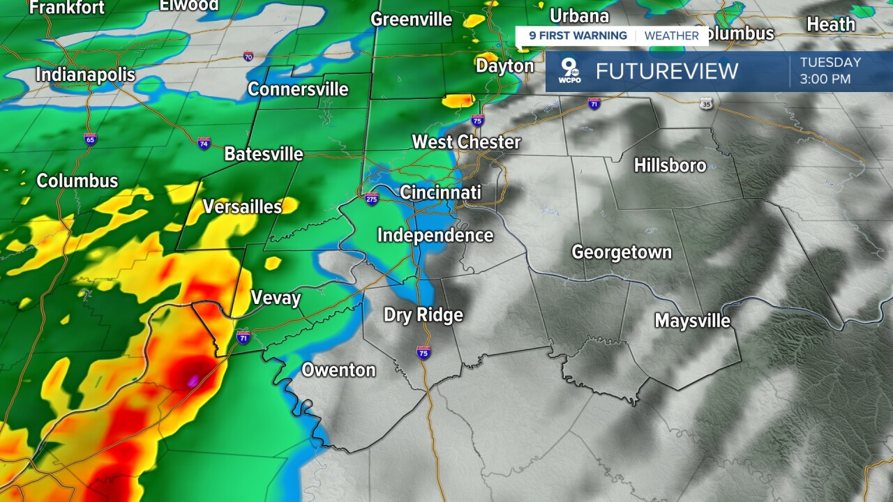 Showers and storms by 3 p.m.
