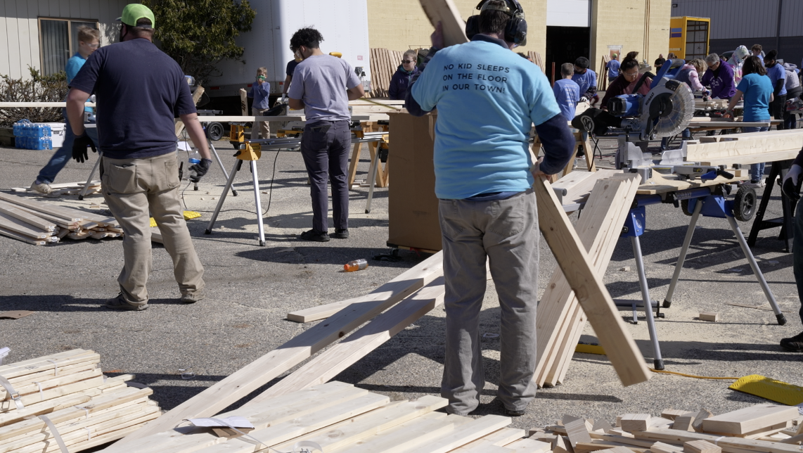 "No kids sleeps on the floor in our town!"