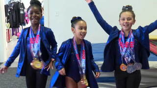 Skylar Rose-Daris, Amelia Perez, Victoria Supan train at Flip City Gymnastics in Boynton Beach — and they are now Junior Olympians.