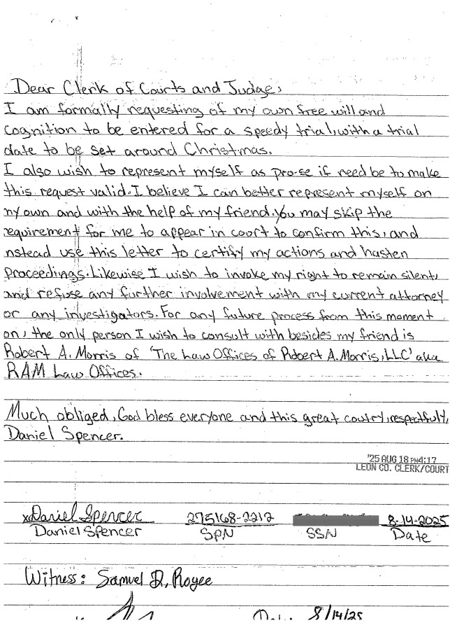 Daniel Spencer letter