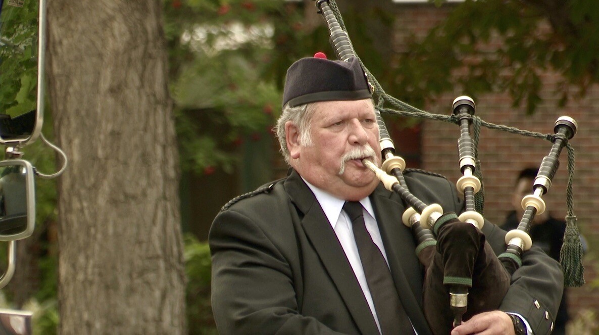 Bagpipes opened and closed the Hamilton 9/11 ceremony