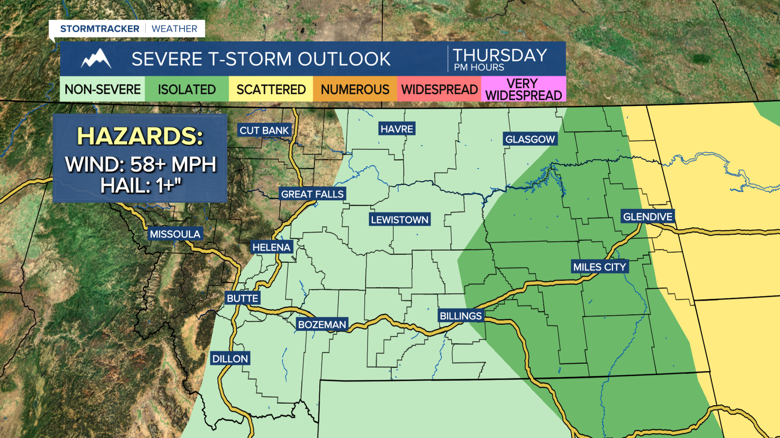 Partly to mostly sunny and warm with isolated showers/storms on Thursday