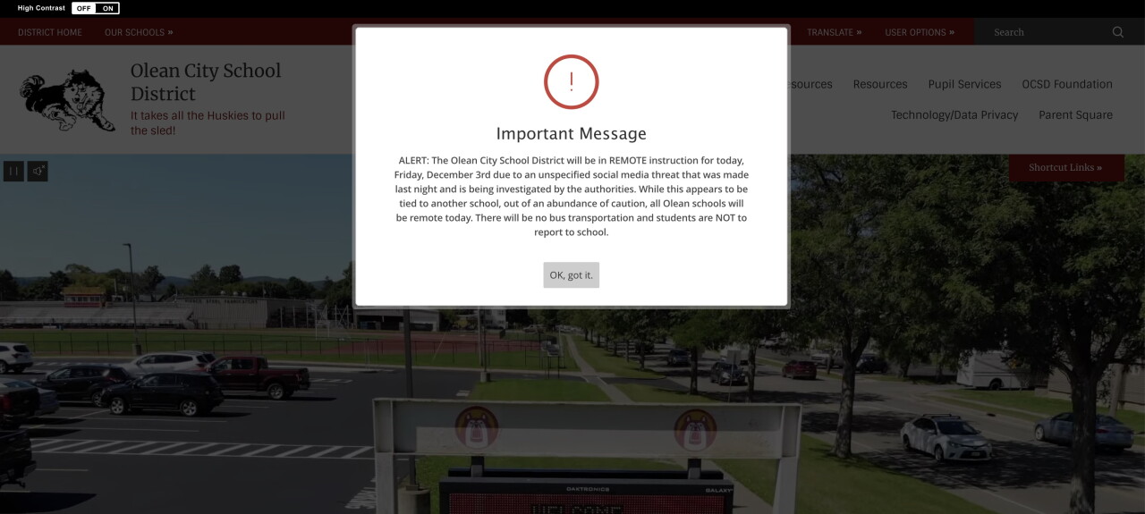 OLEAN DISTRICT MESSAGE .jpg