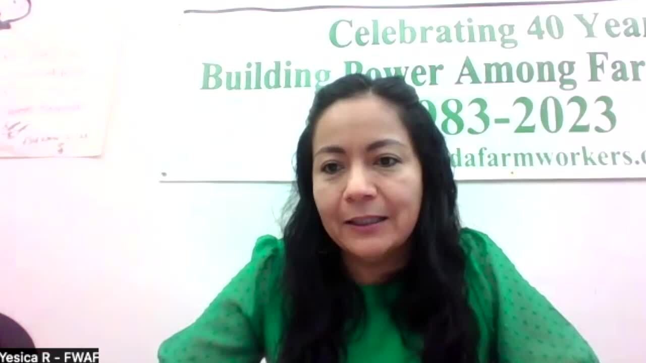 Yesica Ramirez with The Farmworker Association of Florida, says Florida "is one of the hottest states in the US. On top of that, the state of Florida has a lot of humidity and outdoor workers sometimes have to work very quickly." April 16, 2024

 