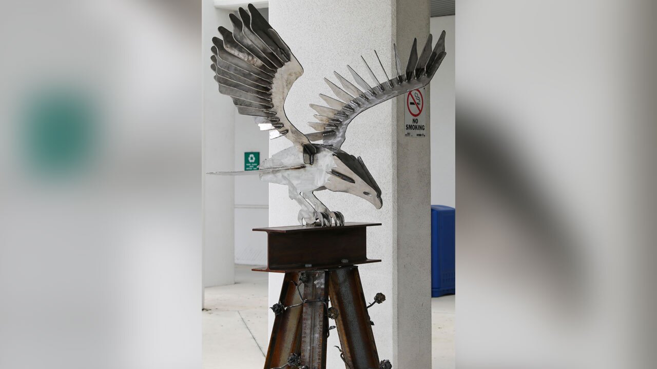 Eleven welding students at Palm Beach State College transformed 325 pounds of raw steel into an eagle sculpture with a 6-foot wingspan.